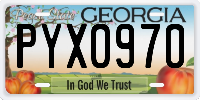 GA license plate PYX0970