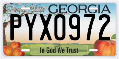 GA license plate PYX0972