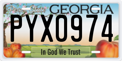 GA license plate PYX0974