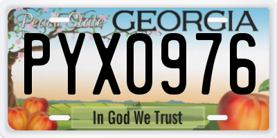 GA license plate PYX0976
