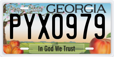 GA license plate PYX0979