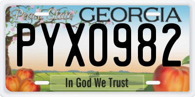 GA license plate PYX0982