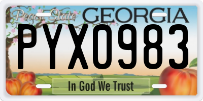 GA license plate PYX0983