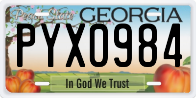 GA license plate PYX0984