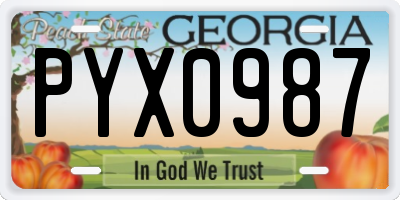 GA license plate PYX0987