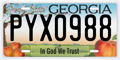GA license plate PYX0988