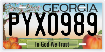 GA license plate PYX0989