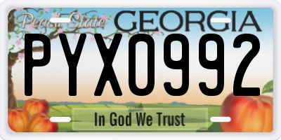 GA license plate PYX0992