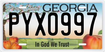 GA license plate PYX0997