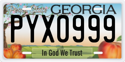 GA license plate PYX0999