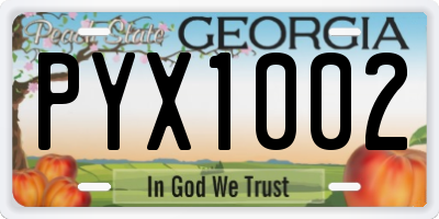 GA license plate PYX1002