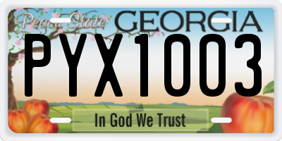 GA license plate PYX1003