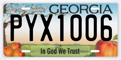 GA license plate PYX1006