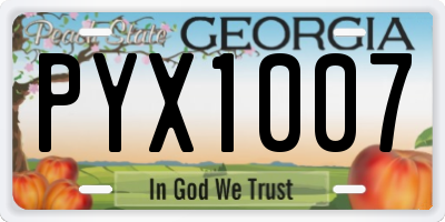 GA license plate PYX1007