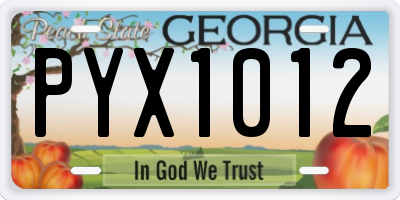 GA license plate PYX1012