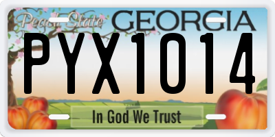 GA license plate PYX1014