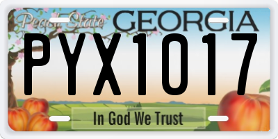GA license plate PYX1017
