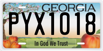 GA license plate PYX1018