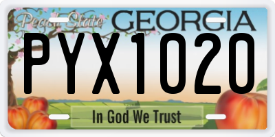 GA license plate PYX1020