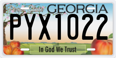 GA license plate PYX1022