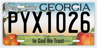 GA license plate PYX1026