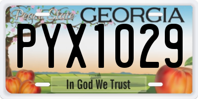 GA license plate PYX1029