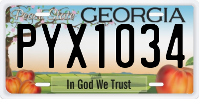 GA license plate PYX1034