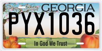 GA license plate PYX1036