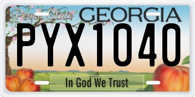 GA license plate PYX1040
