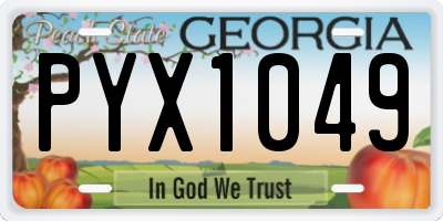 GA license plate PYX1049
