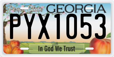 GA license plate PYX1053