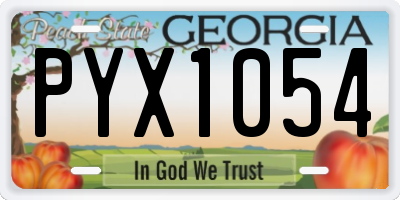 GA license plate PYX1054