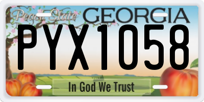GA license plate PYX1058