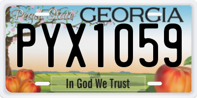 GA license plate PYX1059