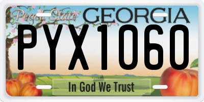 GA license plate PYX1060
