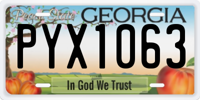 GA license plate PYX1063