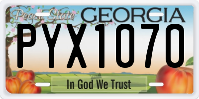 GA license plate PYX1070