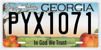 GA license plate PYX1071