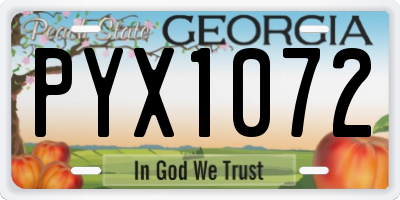GA license plate PYX1072
