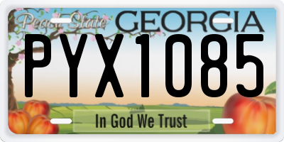 GA license plate PYX1085