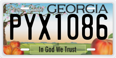 GA license plate PYX1086