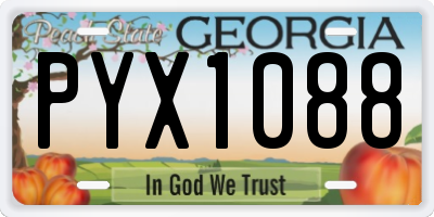 GA license plate PYX1088