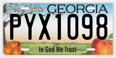 GA license plate PYX1098