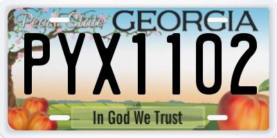 GA license plate PYX1102