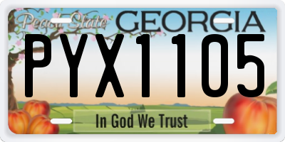 GA license plate PYX1105