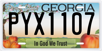 GA license plate PYX1107