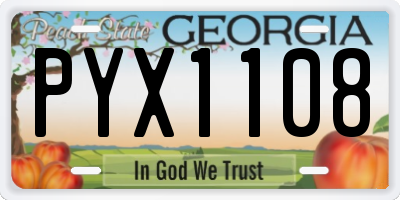 GA license plate PYX1108