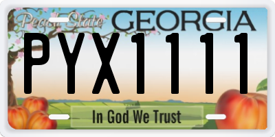GA license plate PYX1111