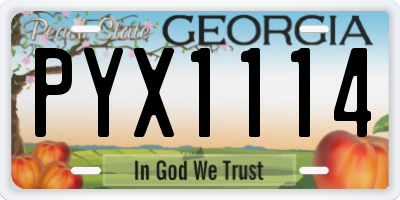 GA license plate PYX1114