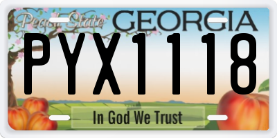 GA license plate PYX1118